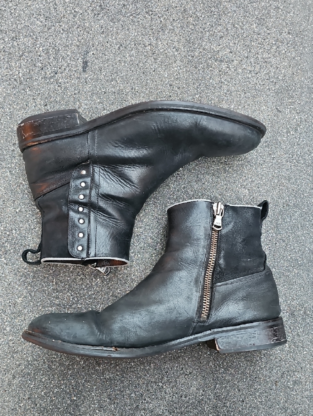 Black JOHN VARVATOS Leather Studded Ankle Boots